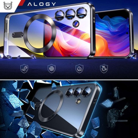 Alogy Etui do Samsung Galaxy S24 Mag Safe Glamour Case Ring obudowa ochrona aparatów Alogy Czarne przezroczyste Alogy Etui do Samsung Galaxy S24 Mag Safe Glamour Case Ring obudowa ochrona aparatów Alogy Czarne przezroczyste