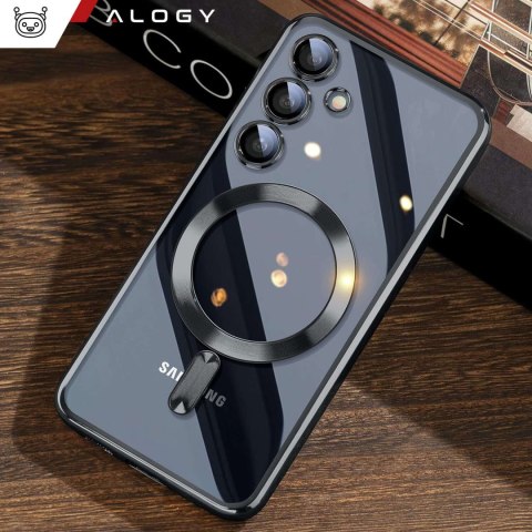 Alogy Etui do Samsung Galaxy S24 Mag Safe Glamour Case Ring obudowa ochrona aparatów Alogy Czarne przezroczyste Alogy Etui do Samsung Galaxy S24 Mag Safe Glamour Case Ring obudowa ochrona aparatów Alogy Czarne przezroczyste