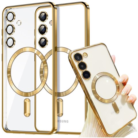 Alogy Etui do Samsung Galaxy S24 Mag Safe Glamour Case Ring obudowa ochrona aparatów Alogy Złote przezroczyste Alogy Etui do Samsung Galaxy S24 Mag Safe Glamour Case Ring obudowa ochrona aparatów Alogy Złote przezroczyste