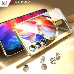 Alogy Etui do Samsung Galaxy S24 Mag Safe Glamour Case Ring obudowa ochrona aparatów Alogy Złote przezroczyste