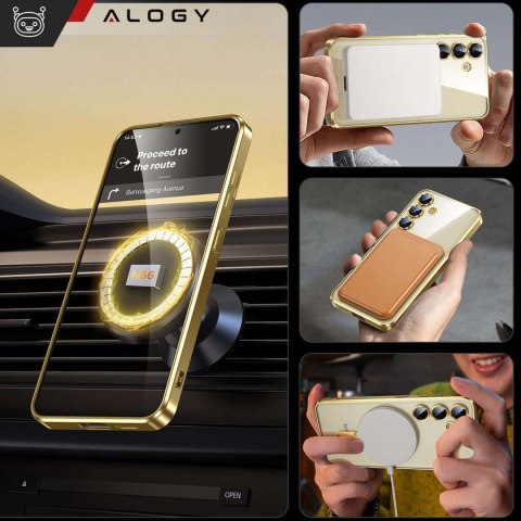 Alogy Etui do Samsung Galaxy S24 Mag Safe Glamour Case Ring obudowa ochrona aparatów Alogy Złote przezroczyste Alogy Etui do Samsung Galaxy S24 Mag Safe Glamour Case Ring obudowa ochrona aparatów Alogy Złote przezroczyste