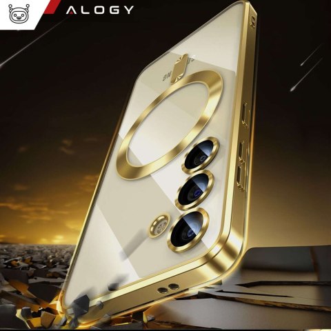 Alogy Etui do Samsung Galaxy S24 Mag Safe Glamour Case Ring obudowa ochrona aparatów Alogy Złote przezroczyste Alogy Etui do Samsung Galaxy S24 Mag Safe Glamour Case Ring obudowa ochrona aparatów Alogy Złote przezroczyste