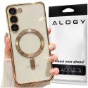 Alogy Etui do Samsung Galaxy S24 Mag Safe Glamour Case Ring obudowa ochrona aparatów Alogy Złote przezroczyste