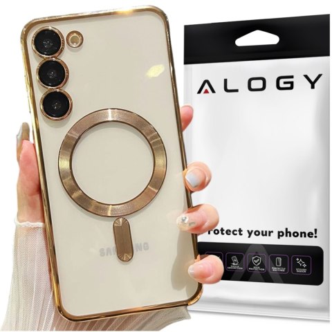 Alogy Etui do Samsung Galaxy S24 Mag Safe Glamour Case Ring obudowa ochrona aparatów Alogy Złote przezroczyste Alogy Etui do Samsung Galaxy S24 Mag Safe Glamour Case Ring obudowa ochrona aparatów Alogy Złote przezroczyste