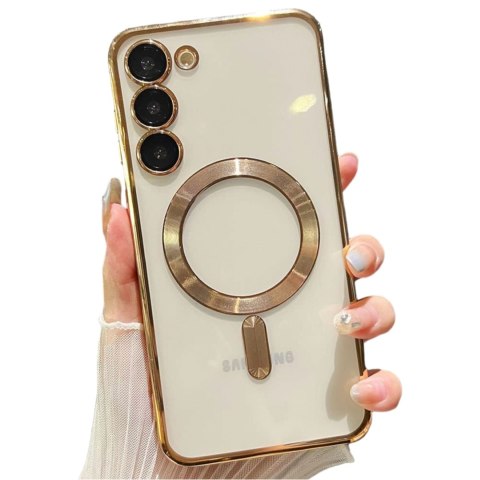 Alogy Etui do Samsung Galaxy S24 Mag Safe Glamour Case Ring obudowa ochrona aparatów Alogy Złote przezroczyste Alogy Etui do Samsung Galaxy S24 Mag Safe Glamour Case Ring obudowa ochrona aparatów Alogy Złote przezroczyste