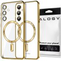 Alogy Etui do Samsung Galaxy S24 Mag Safe Glamour Case Ring obudowa ochrona aparatów Alogy Złote przezroczyste