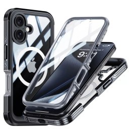 Alogy Etui ochronne na telefon do Apple iPhone 16 Alogy Shield360 MagCase™️ do MagSafe obudowa z ochroną wyświetlacza i aparatu Czarne