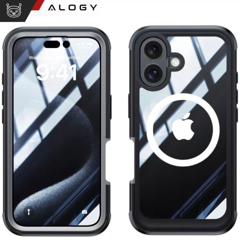 Alogy Etui ochronne na telefon do Apple iPhone 16 Alogy Shield360 MagCase™️ do MagSafe obudowa z ochroną wyświetlacza i aparatu Czarne Alogy Etui ochronne na telefon do Apple iPhone 16 Alogy Shield360 MagCase™️ do MagSafe obudowa z ochroną wyświetlacza i aparatu Czarne