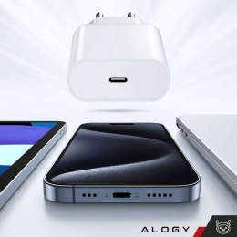 Alogy Ładowarka sieciowa szybka 30W USB-C USB typ C GaN PD do iPhone kostka Alogy Biała