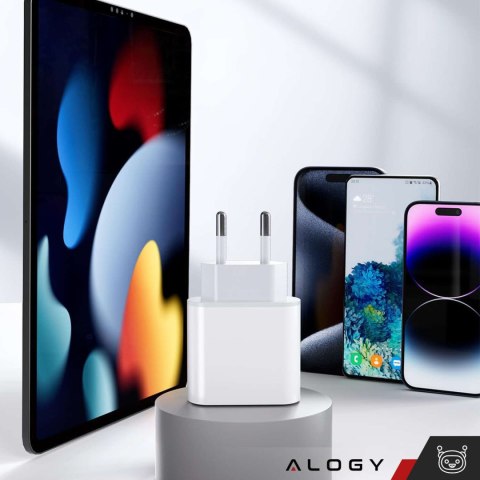 Alogy Ładowarka sieciowa szybka 30W USB-C USB typ C GaN PD do iPhone kostka Alogy Biała Alogy Ładowarka sieciowa szybka 30W USB-C USB typ C GaN PD do iPhone kostka Alogy Biała