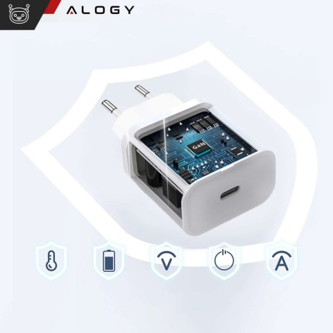 Alogy Ładowarka sieciowa szybka 30W USB-C USB typ C GaN PD do iPhone kostka Alogy Biała Alogy Ładowarka sieciowa szybka 30W USB-C USB typ C GaN PD do iPhone kostka Alogy Biała