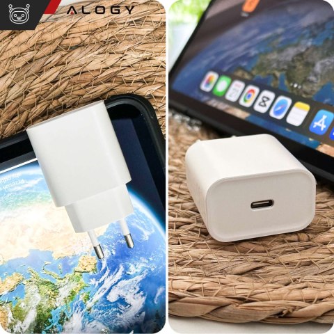 Alogy Ładowarka sieciowa szybka 30W USB-C USB typ C GaN PD do iPhone kostka Alogy Biała Alogy Ładowarka sieciowa szybka 30W USB-C USB typ C GaN PD do iPhone kostka Alogy Biała