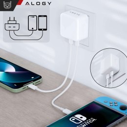 Alogy Ładowarka sieciowa szybka 35W 2x USB-C USB typ C PD do iPhone + Kabel type-C 1m Alogy Biała