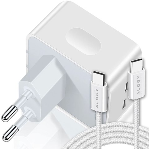 Alogy Ładowarka sieciowa szybka 35W 2x USB-C USB typ C PD do iPhone + Kabel type-C 1m Alogy Biała Alogy Ładowarka sieciowa szybka 35W 2x USB-C USB typ C PD do iPhone + Kabel type-C 1m Alogy Biała