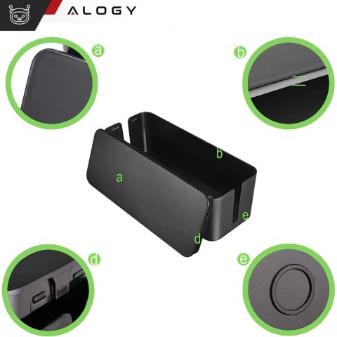 Alogy Organizer kabli biurkowy podłogowy pojemnik pudełko na kable listwy Alogy Box S 23cm Czarny Alogy Organizer kabli biurkowy podłogowy pojemnik pudełko na kable listwy Alogy Box S 23cm Czarny