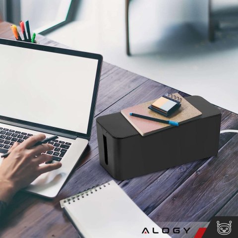 Alogy Organizer kabli biurkowy podłogowy pojemnik pudełko na kable listwy Alogy Box S 23cm Czarny Alogy Organizer kabli biurkowy podłogowy pojemnik pudełko na kable listwy Alogy Box S 23cm Czarny