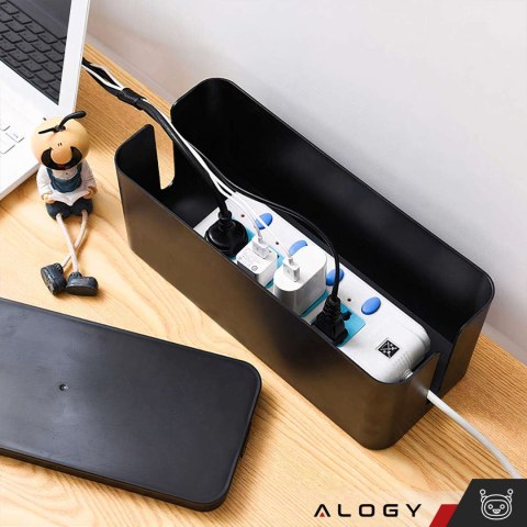 Alogy Organizer kabli biurkowy podłogowy pojemnik pudełko na kable listwy Alogy Box S 23cm Czarny Alogy Organizer kabli biurkowy podłogowy pojemnik pudełko na kable listwy Alogy Box S 23cm Czarny