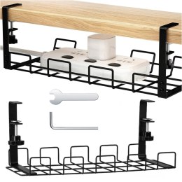 Alogy Organizer kabli uchwyt półka pod blat na kable listwy biurkowy podbiurkowy aluminiowy 38.5cm Alogy Czarny