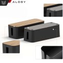 Alogy Organizer pojemnik na kable listwy pudełko M biurkowy podłogowy Alogy BOX drewno Czarny