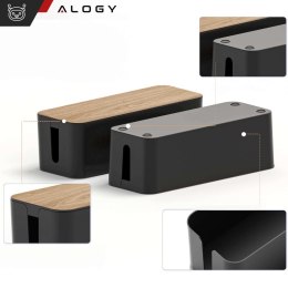 Alogy Organizer pojemnik na kable listwy pudełko M biurkowy podłogowy Alogy BOX drewno Czarny