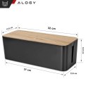 Alogy Organizer pojemnik na kable listwy pudełko M biurkowy podłogowy Alogy BOX drewno Czarny