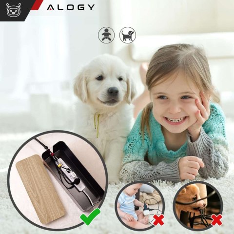 Alogy Organizer pojemnik na kable listwy pudełko M biurkowy podłogowy Alogy BOX drewno Czarny Alogy Organizer pojemnik na kable listwy pudełko M biurkowy podłogowy Alogy BOX drewno Czarny