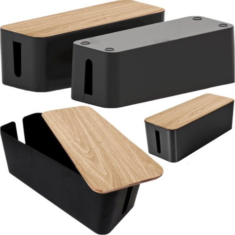 Alogy Organizer pojemnik na kable listwy pudełko M biurkowy podłogowy Alogy BOX drewno Czarny Alogy Organizer pojemnik na kable listwy pudełko M biurkowy podłogowy Alogy BOX drewno Czarny