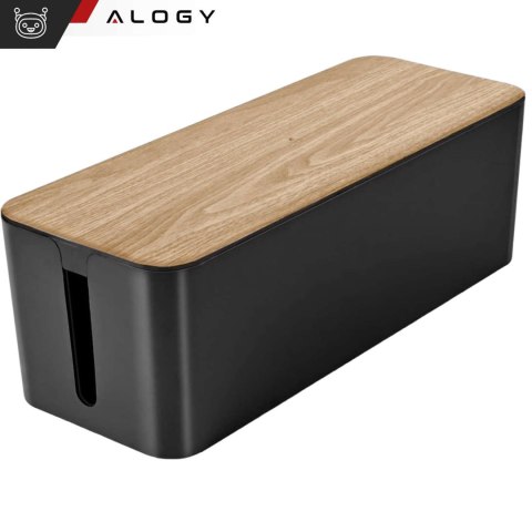 Alogy Organizer pojemnik na kable listwy pudełko M biurkowy podłogowy Alogy BOX drewno Czarny Alogy Organizer pojemnik na kable listwy pudełko M biurkowy podłogowy Alogy BOX drewno Czarny