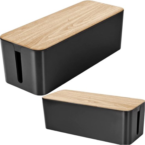 Alogy Organizer pojemnik na kable listwy pudełko M biurkowy podłogowy Alogy BOX drewno Czarny Alogy Organizer pojemnik na kable listwy pudełko M biurkowy podłogowy Alogy BOX drewno Czarny