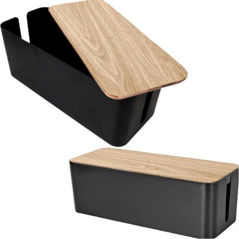 Alogy Organizer pojemnik na kable listwy pudełko M biurkowy podłogowy Alogy BOX drewno Czarny Alogy Organizer pojemnik na kable listwy pudełko M biurkowy podłogowy Alogy BOX drewno Czarny