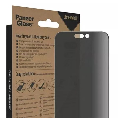 PanzerGlass Szkło PanzerGlass Ultra-Wide Fit do iPhone 14 Pro Max 6,7" Privacy Screen Protection Antibacterial Easy Aligner Included P2786 PanzerGlass Szkło PanzerGlass Ultra-Wide Fit do iPhone 14 Pro Max 6,7" Privacy Screen Protection Antibacterial Easy Aligner Included P2786