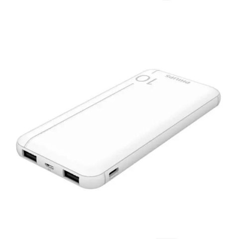 Philips Philips Power Bank 10000mAh 2X USB-A Bateria awaryjna Biały DLP1810NW/62 Philips Philips Power Bank 10000mAh 2X USB-A Bateria awaryjna Biały DLP1810NW/62