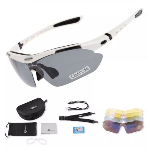 RockBros Okulary rowerowe Rockbros 10002 polaryzujące - białe RockBros Okulary rowerowe Rockbros 10002 polaryzujące - białe