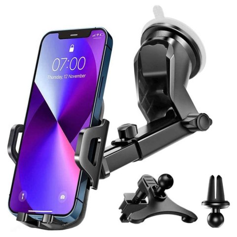 Alogy Uchwyt samochodowy do telefonu do auta 3w1 Alogy na szybę do kratki na deskę rozdzielczą kokpit Czarny Alogy Uchwyt samochodowy do telefonu do auta 3w1 Alogy na szybę do kratki na deskę rozdzielczą kokpit Czarny