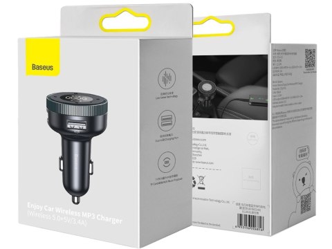 Baseus Ładowarka samochodowa transmiter FM Baseus Enjoy Car Charger 3.4A Czarna Baseus Ładowarka samochodowa transmiter FM Baseus Enjoy Car Charger 3.4A Czarna