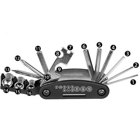 RockBros Uniwersalny zestaw narzędzi wielofunkcyjnych rowerowych RockBros GJ1601 klucze do roweru Multitool RockBros Uniwersalny zestaw narzędzi wielofunkcyjnych rowerowych RockBros GJ1601 klucze do roweru Multitool