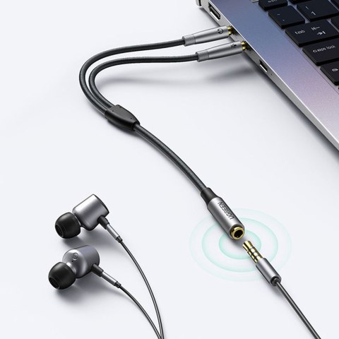 UGreen UGREEN AV192 Rozdzielacz audio AUX słuchawki + mikrofon do kabel mini jack 3.5mm (szary) UGreen UGREEN AV192 Rozdzielacz audio AUX słuchawki + mikrofon do kabel mini jack 3.5mm (szary)