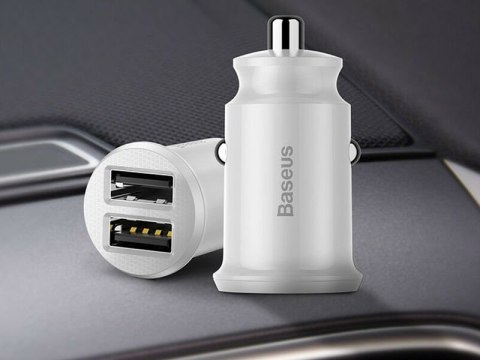 Baseus Baseus Grain ładowarka samochodowa 2x USB 5V 3.1A white Baseus Baseus Grain ładowarka samochodowa 2x USB 5V 3.1A white