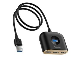 Baseus Baseus Square Round 4w1 HUB Adapter 1x USB 3.0 3x USB 2.0 micro 1m Black