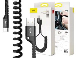 Baseus Baseus elastyczny kabel Fish eye spring USB-C Typ C 2A 1M czarny