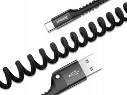 Baseus Baseus elastyczny kabel Fish eye spring USB-C Typ C 2A 1M czarny