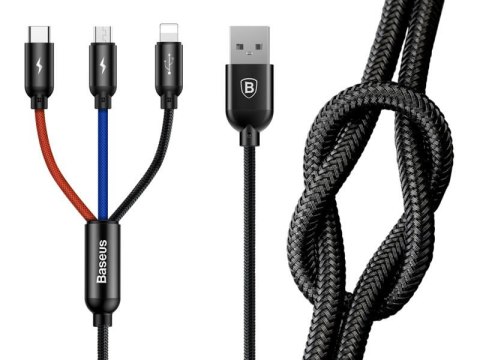 Baseus Kabel 30cm Baseus 3w1 iPhone micro USB USB-C 3.5A Three Primary Baseus Kabel 30cm Baseus 3w1 iPhone micro USB USB-C 3.5A Three Primary