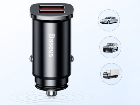 Baseus Ultraszybka ładowarka samochodowa Baseus QC 2x USB 30W czarna Baseus Ultraszybka ładowarka samochodowa Baseus QC 2x USB 30W czarna