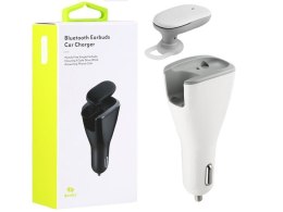 Benks Benks 2w1 słuchawka Bluetooth + ładowarka samochodowa 2x USB white