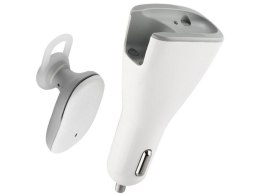 Benks Benks 2w1 słuchawka Bluetooth + ładowarka samochodowa 2x USB white