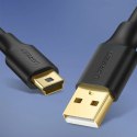UGreen 5-pinowy pozłacany kabel UGREEN USB - mini USB 0,5m czarny (US132)