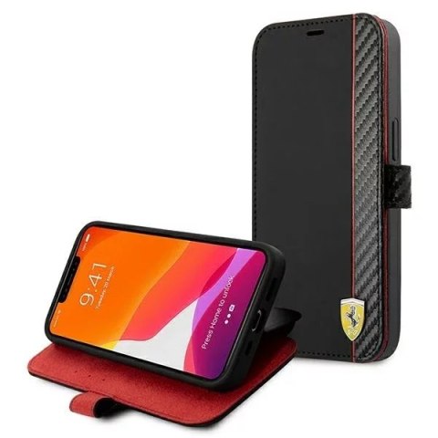 Ferrari Etui na telefon Ferrari iPhone 13 mini 5,4" czarny/black book On Track Carbon Stripe Ferrari Etui na telefon Ferrari iPhone 13 mini 5,4" czarny/black book On Track Carbon Stripe