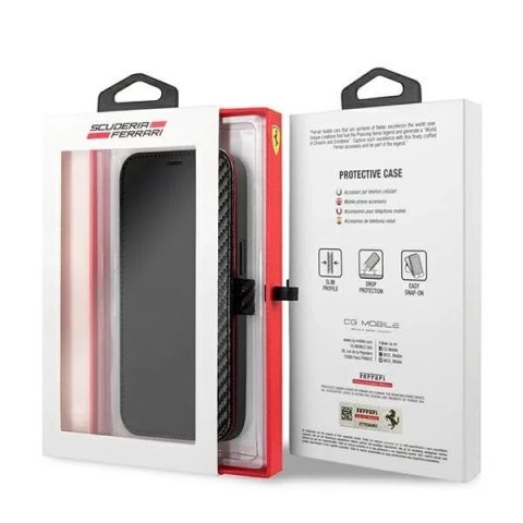 Ferrari Etui na telefon Ferrari iPhone 13 mini 5,4" czarny/black book On Track Carbon Stripe Ferrari Etui na telefon Ferrari iPhone 13 mini 5,4" czarny/black book On Track Carbon Stripe
