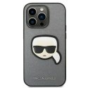 Karl Lagerfeld Etui ochronne na telefon Karl Lagerfeld KLHCP14LSAPKHG do Apple iPhone 14 Pro 6,1" srebrny/silver hardcase Saffiano Karl`s Head 
