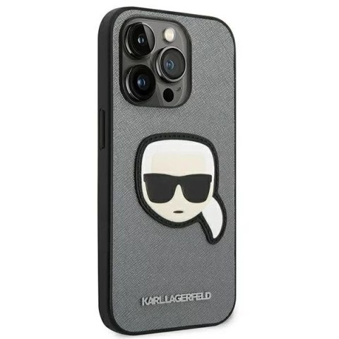 Karl Lagerfeld Etui ochronne na telefon Karl Lagerfeld KLHCP14LSAPKHG do Apple iPhone 14 Pro 6,1" srebrny/silver hardcase Saffiano Karl`s Head Karl Lagerfeld Etui ochronne na telefon Karl Lagerfeld KLHCP14LSAPKHG do Apple iPhone 14 Pro 6,1" srebrny/silver hardcase Saffiano Karl`s Head